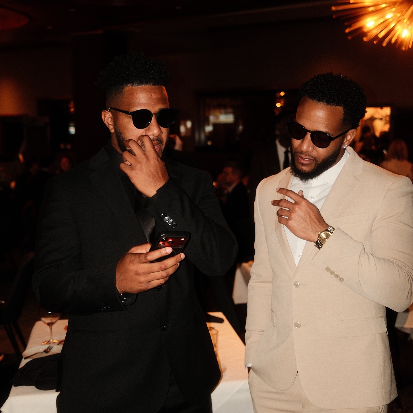 Cazo Wilborn and Eli Wilborn in formalwear at the 2026 GRAMMYs